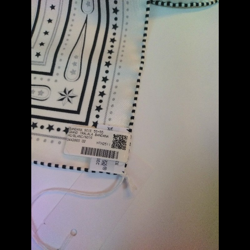 Hermes 黑白線條方絲巾 Tralala Bandana 55-11