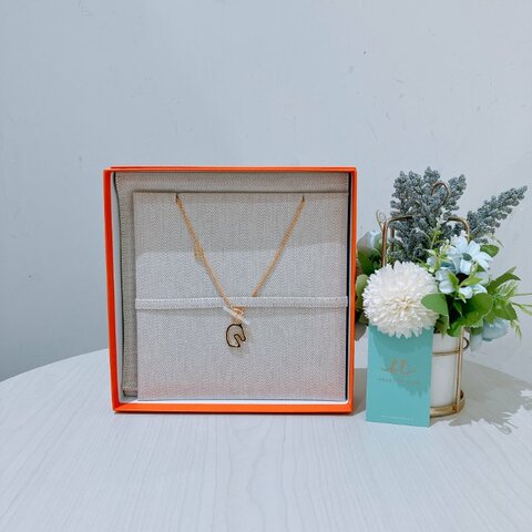 TK1951  愛馬仕 馬頭 頸鏈 Hermes Tonnerre Lacquered Metal Necklace Black X GHW