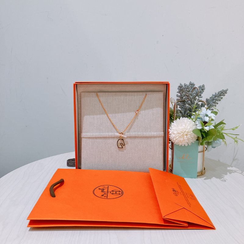 TK1951  愛馬仕 馬頭 頸鏈 Hermes Tonnerre Lacquered Metal Necklace Black X GHW-7