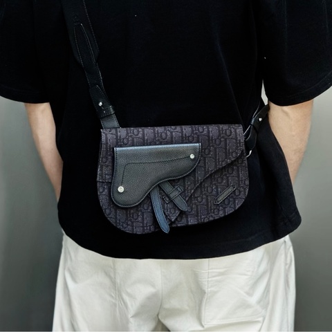 極新迪奧馬鞍包DIOR SADDLE 黑色 Oblique 緹花腰包1ADPO095