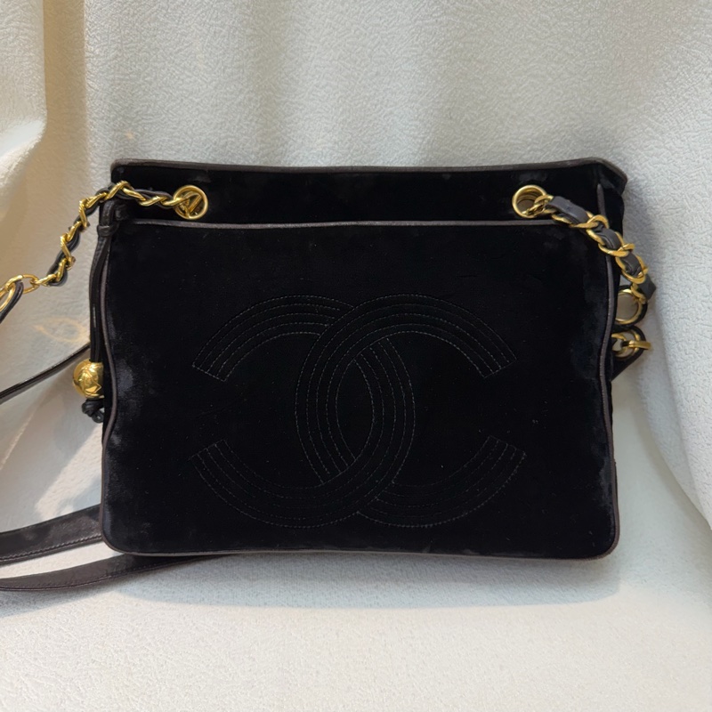 CHANEL 中古絲絨金球單肩包 XB574-0