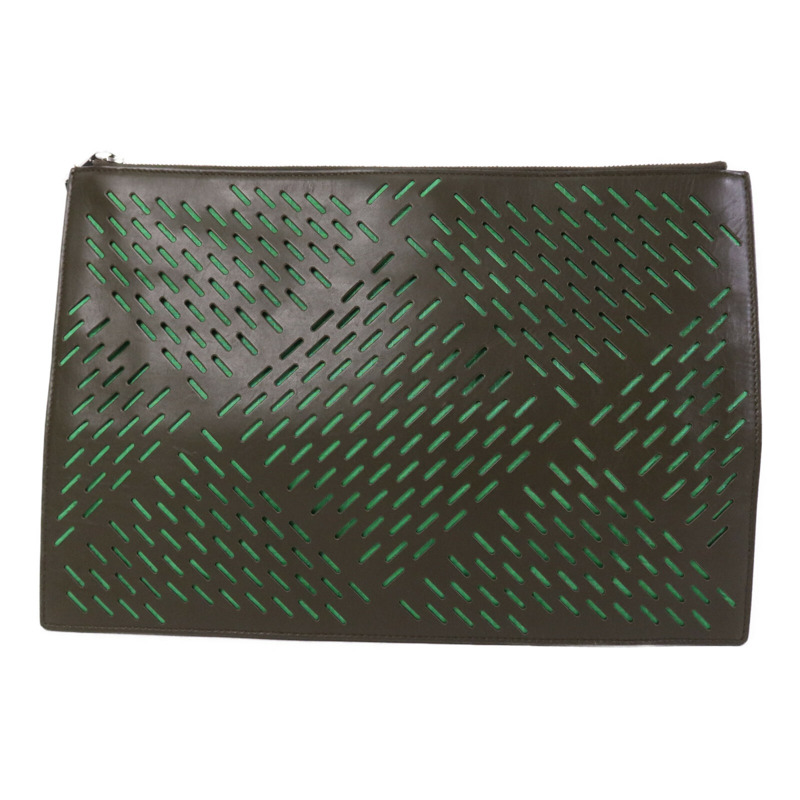 BOTTEGA VENETA 羊皮皮革Pouch銀扣手拿包-1