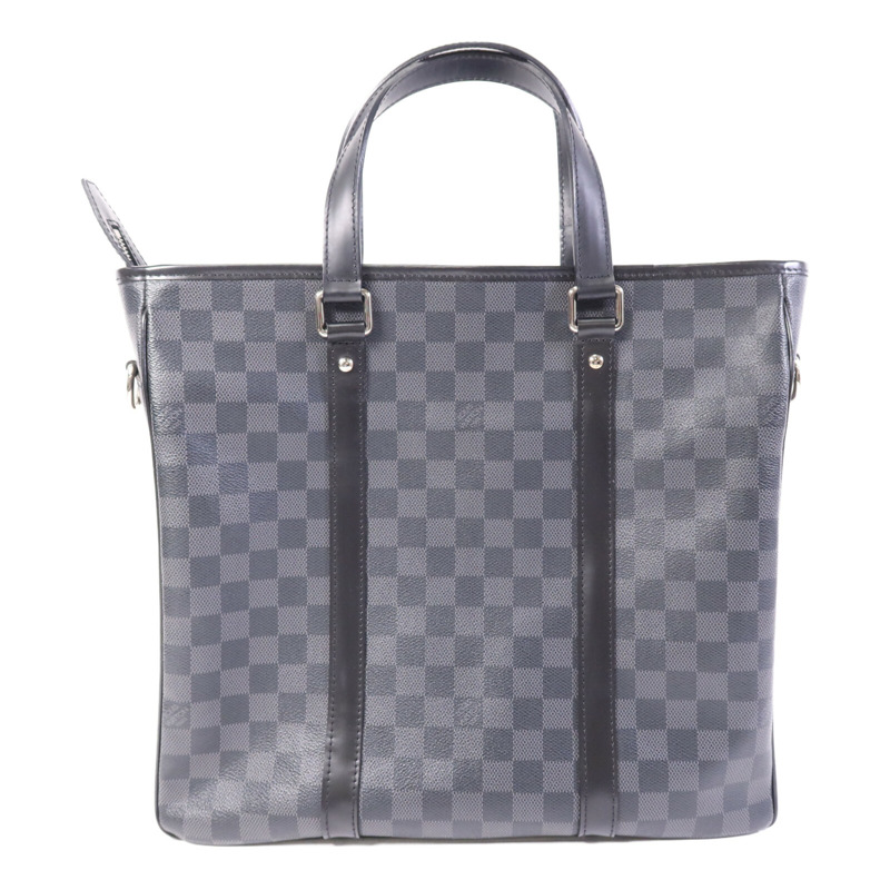 LOUIS VUITTON Damier Graphite Tadao MM銀扣手挽肩背兩用袋-1