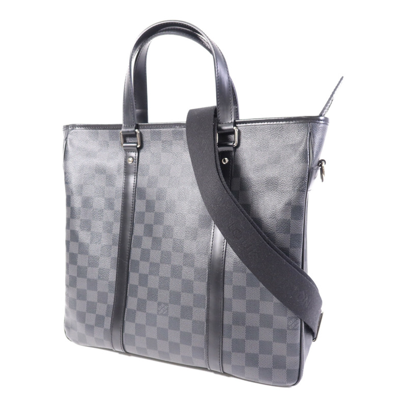 LOUIS VUITTON Damier Graphite Tadao MM銀扣手挽肩背兩用袋-2