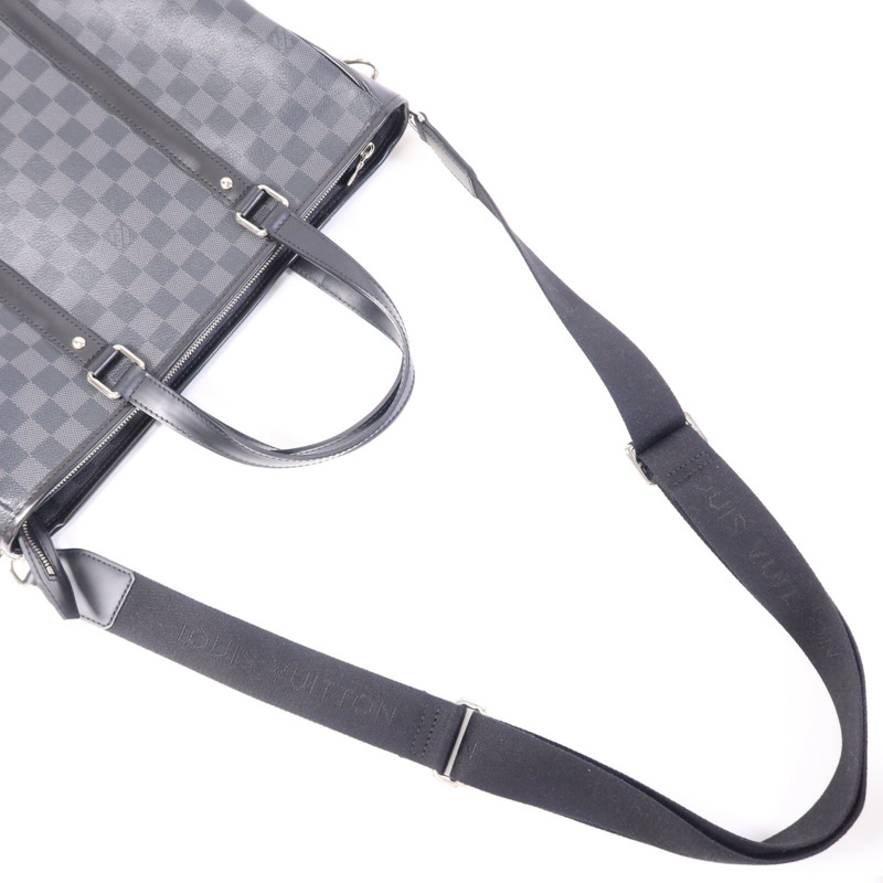 LOUIS VUITTON Damier Graphite Tadao MM銀扣手挽肩背兩用袋-8
