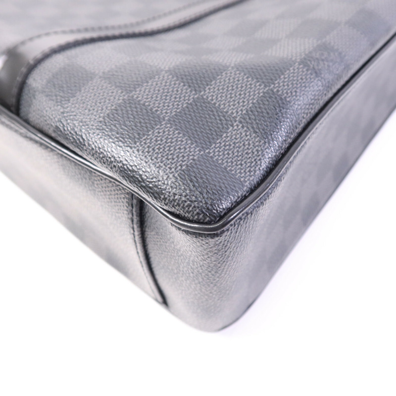 LOUIS VUITTON Damier Graphite Tadao MM銀扣手挽肩背兩用袋-12