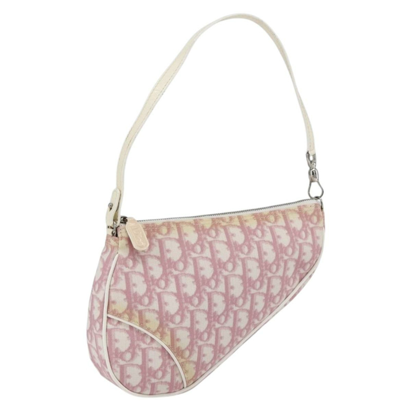 【日本直送】Christian Dior Trotter帆布馬鞍包 PVC粉紅銀色正品 TR77-0