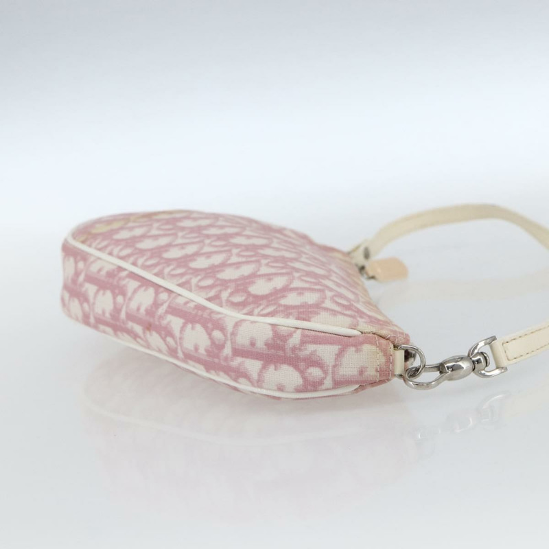 【日本直送】Christian Dior Trotter帆布馬鞍包 PVC粉紅銀色正品 TR77-3