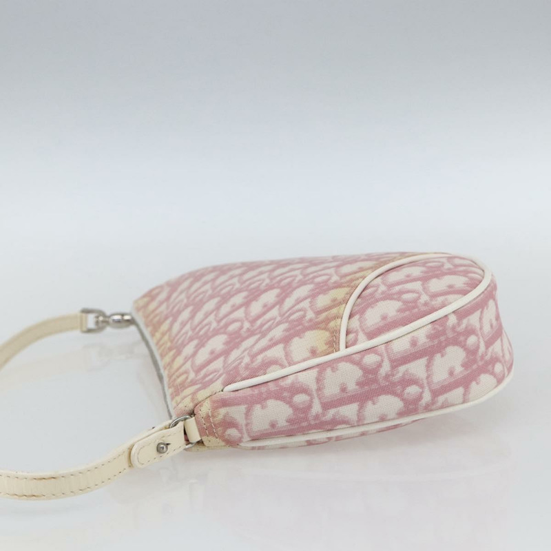 【日本直送】Christian Dior Trotter帆布馬鞍包 PVC粉紅銀色正品 TR77-4
