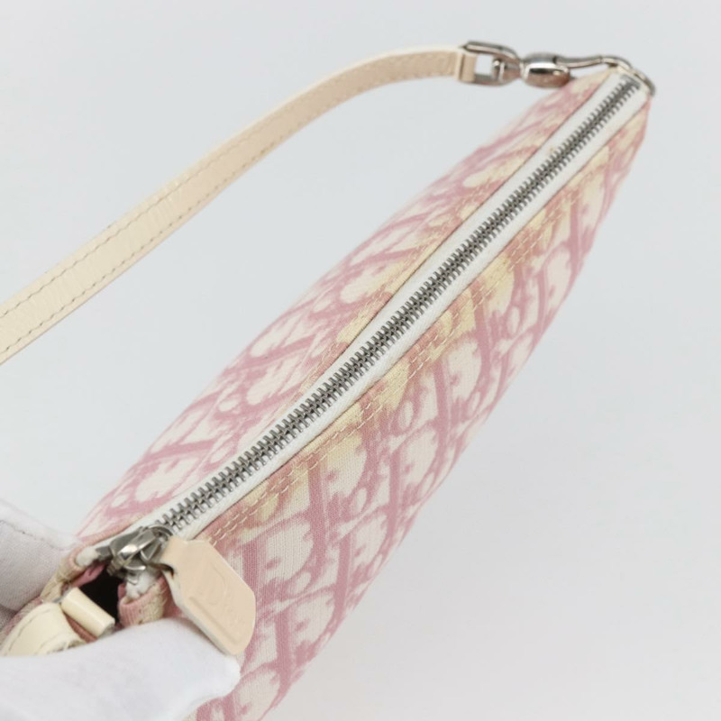 【日本直送】Christian Dior Trotter帆布馬鞍包 PVC粉紅銀色正品 TR77-5