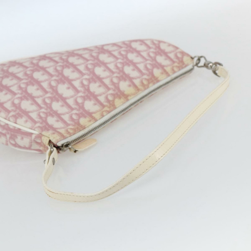 【日本直送】Christian Dior Trotter帆布馬鞍包 PVC粉紅銀色正品 TR77-6