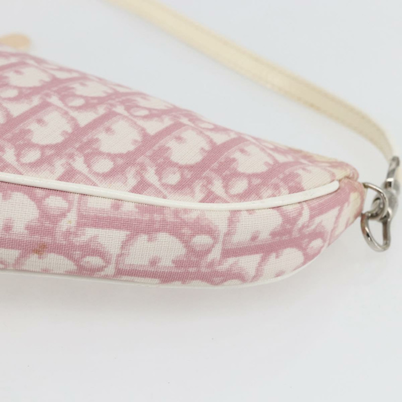 【日本直送】Christian Dior Trotter帆布馬鞍包 PVC粉紅銀色正品 TR77-9