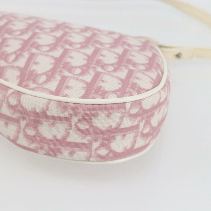 【日本直送】Christian Dior Trotter帆布馬鞍包 PVC粉紅銀色正品 TR77-11