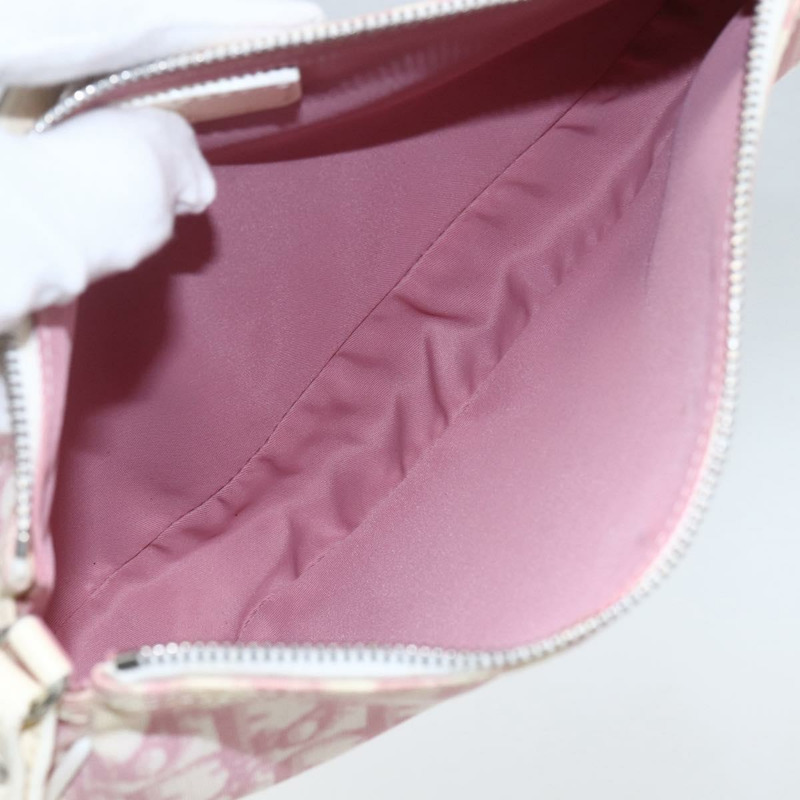 【日本直送】Christian Dior Trotter帆布馬鞍包 PVC粉紅銀色正品 TR77-17