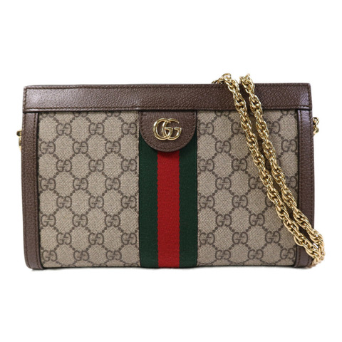 GUCCI 塗層帆布Ophldia GG金扣鏈帶肩背袋