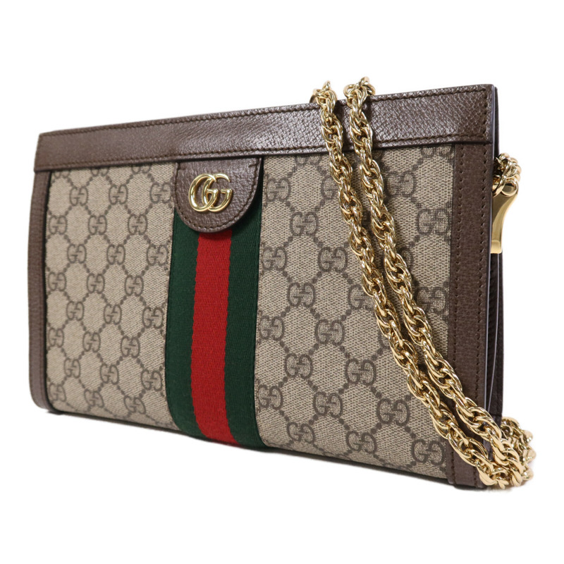 GUCCI 塗層帆布Ophldia GG金扣鏈帶肩背袋-2
