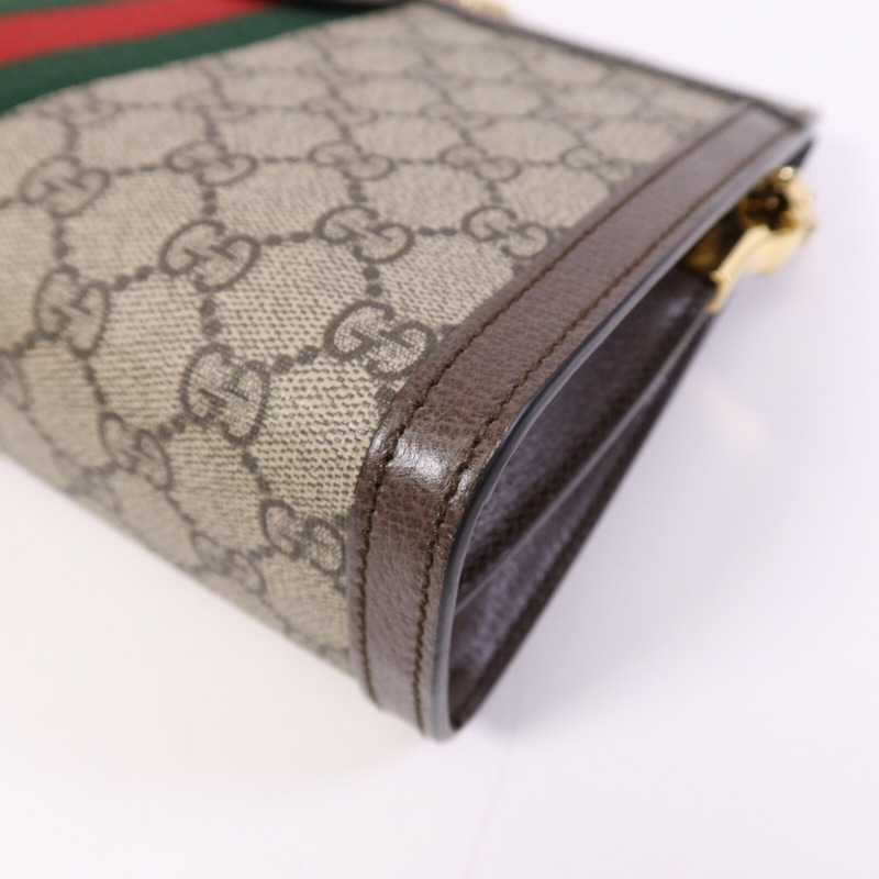 GUCCI 塗層帆布Ophldia GG金扣鏈帶肩背袋-9