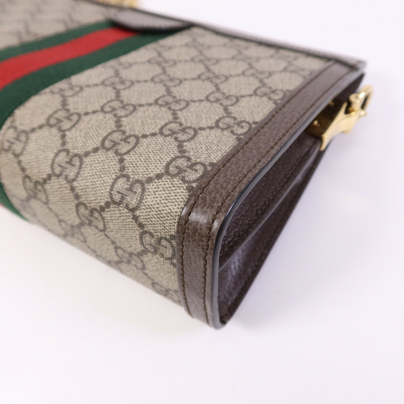 GUCCI 塗層帆布Ophldia GG金扣鏈帶肩背袋-11