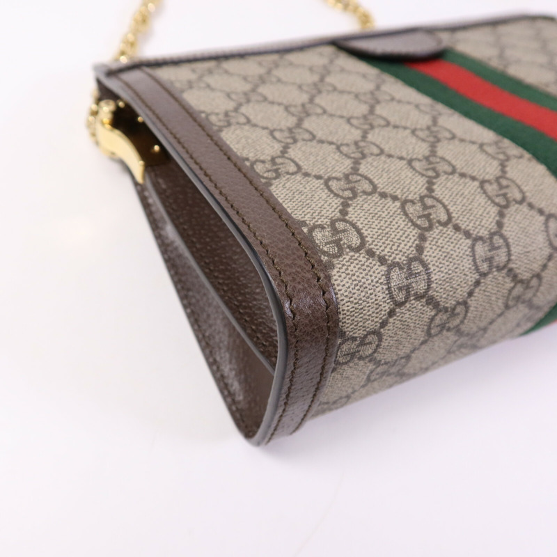 GUCCI 塗層帆布Ophldia GG金扣鏈帶肩背袋-12