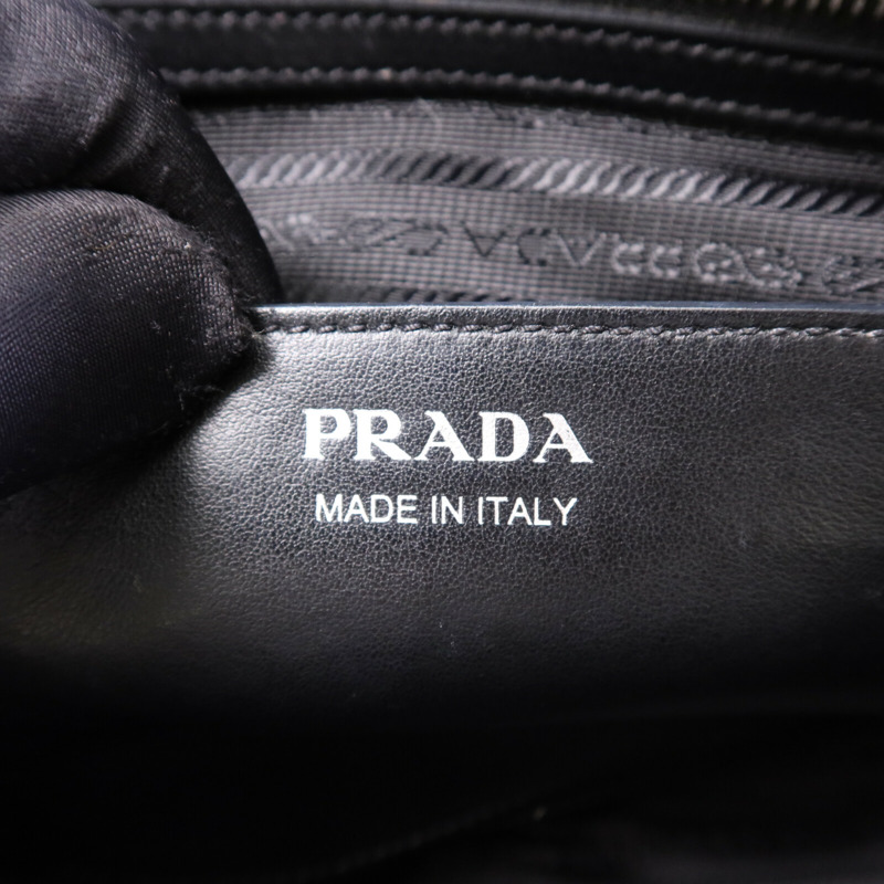 PRADA 牛皮皮革Shoulder Bag銀扣手挽肩背兩用袋-4