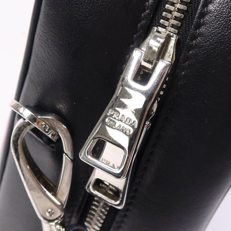 PRADA 牛皮皮革Shoulder Bag銀扣手挽肩背兩用袋-6