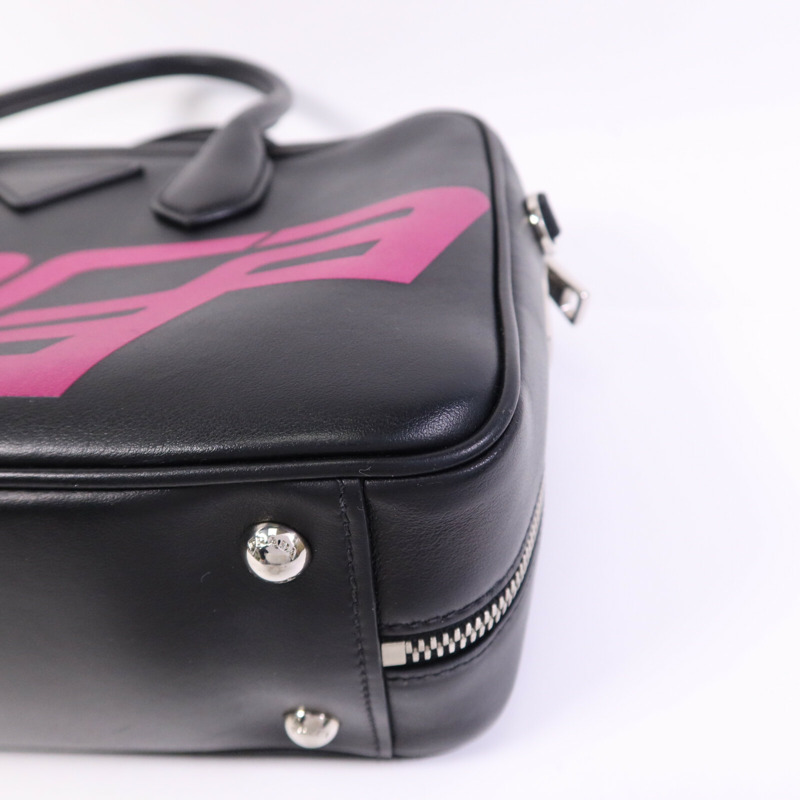 PRADA 牛皮皮革Shoulder Bag銀扣手挽肩背兩用袋-9