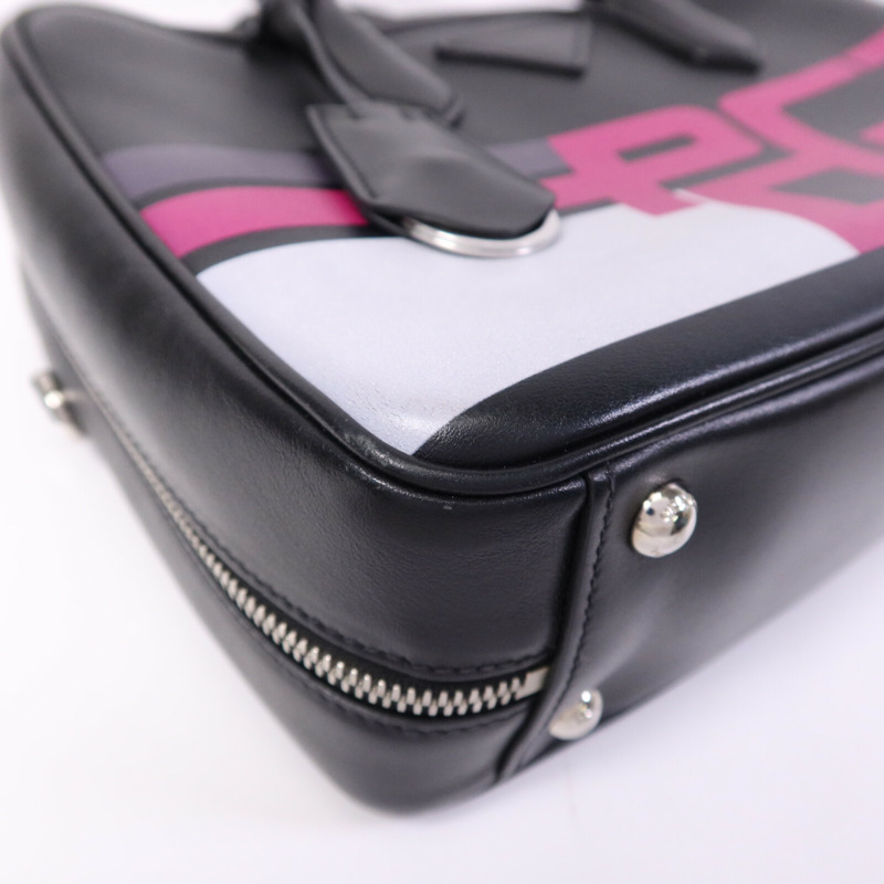 PRADA 牛皮皮革Shoulder Bag銀扣手挽肩背兩用袋-10