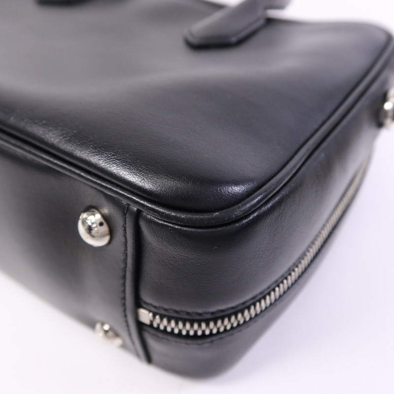 PRADA 牛皮皮革Shoulder Bag銀扣手挽肩背兩用袋-11