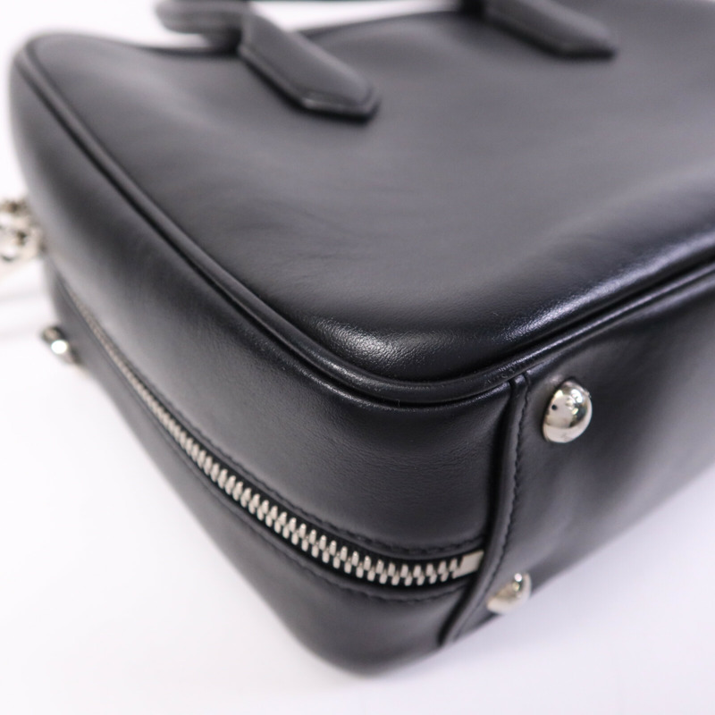 PRADA 牛皮皮革Shoulder Bag銀扣手挽肩背兩用袋-12