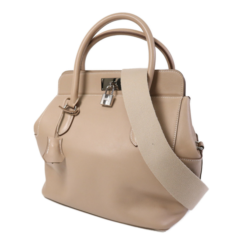 HERMES Swift皮革Toolbox 26銀扣手挽肩背兩用袋Argile-2