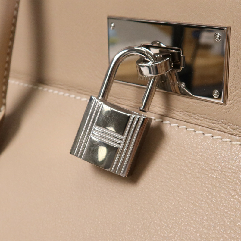 HERMES Swift皮革Toolbox 26銀扣手挽肩背兩用袋Argile-6