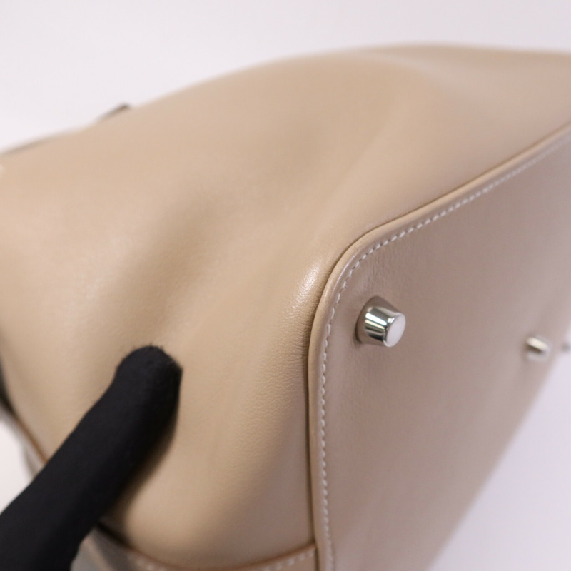 HERMES Swift皮革Toolbox 26銀扣手挽肩背兩用袋Argile-10