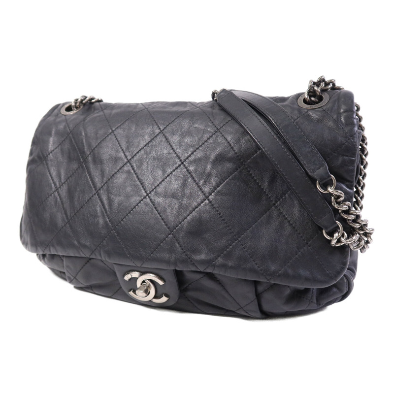 CHANEL 牛皮皮革Chain Shoulder銀扣鏈帶肩背袋-2