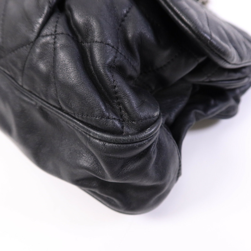 CHANEL 牛皮皮革Chain Shoulder銀扣鏈帶肩背袋-9