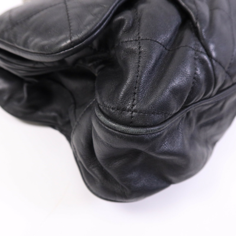 CHANEL 牛皮皮革Chain Shoulder銀扣鏈帶肩背袋-10