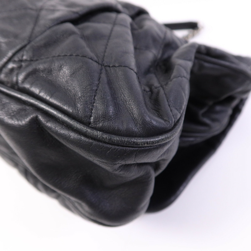 CHANEL 牛皮皮革Chain Shoulder銀扣鏈帶肩背袋-11