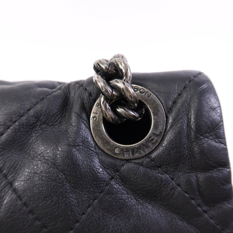 CHANEL 牛皮皮革Chain Shoulder銀扣鏈帶肩背袋-14