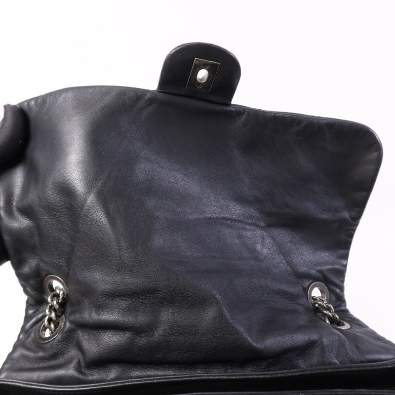 CHANEL 牛皮皮革Chain Shoulder銀扣鏈帶肩背袋-15