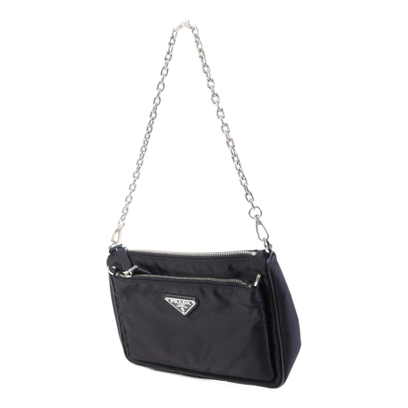 PRADA 尼龍Shoulder Bag銀扣手挽肩背兩用袋-2