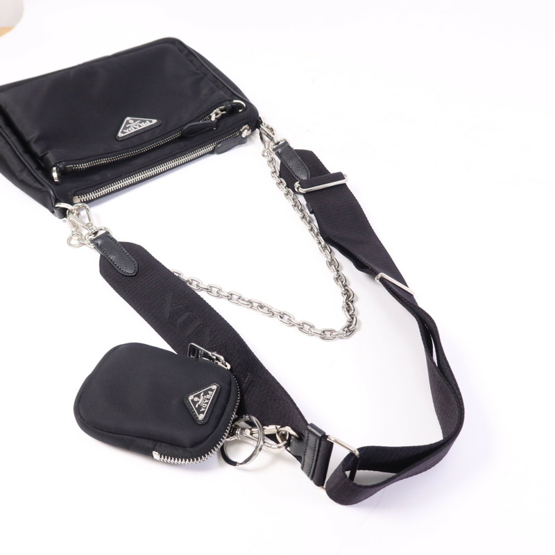 PRADA 尼龍Shoulder Bag銀扣手挽肩背兩用袋-7