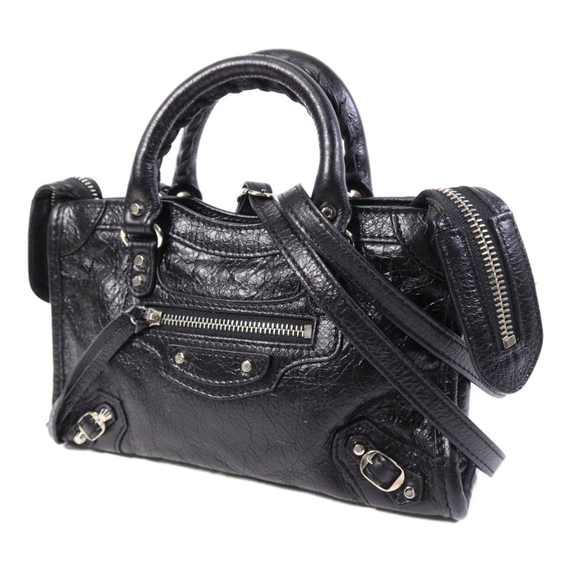 BALENCIAGA 羊皮皮革Nano City銀扣手挽肩背兩用袋-2