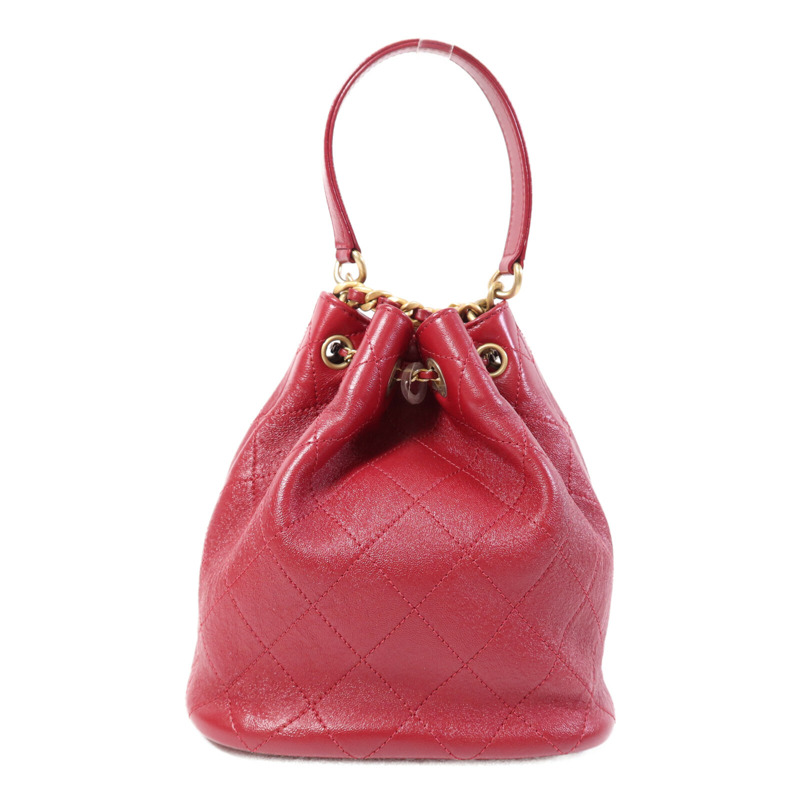 CHANEL 牛皮皮革Bucket Bag金扣鏈帶手挽肩背兩用袋-1