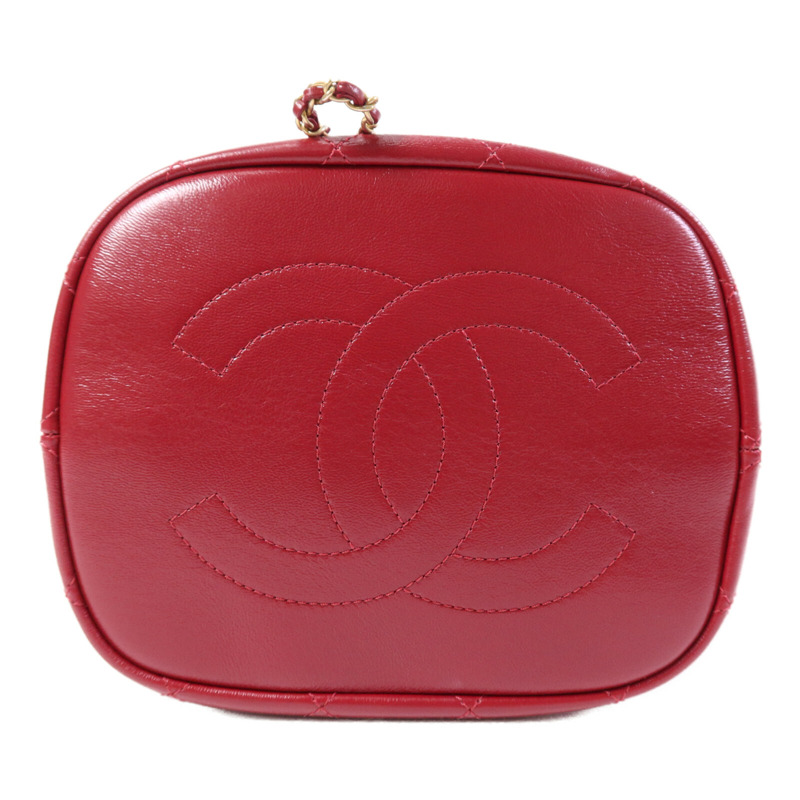 CHANEL 牛皮皮革Bucket Bag金扣鏈帶手挽肩背兩用袋-3