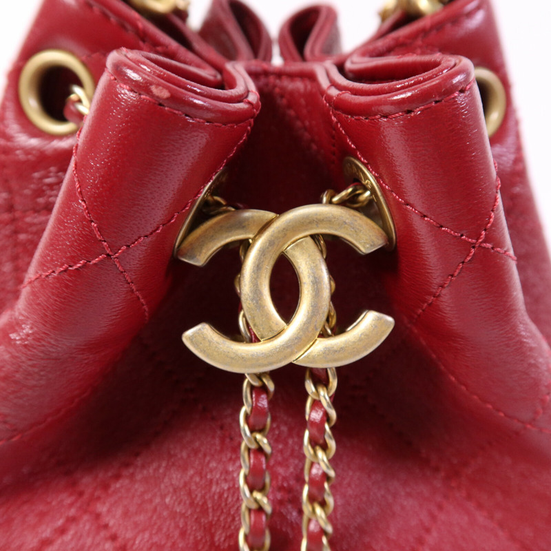 CHANEL 牛皮皮革Bucket Bag金扣鏈帶手挽肩背兩用袋-6