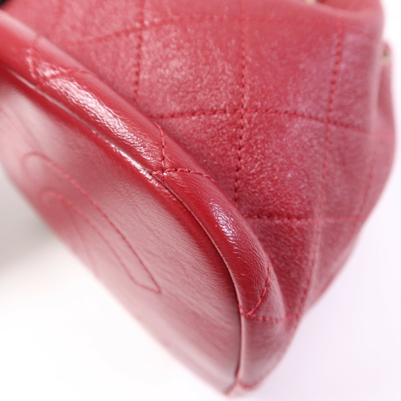 CHANEL 牛皮皮革Bucket Bag金扣鏈帶手挽肩背兩用袋-10