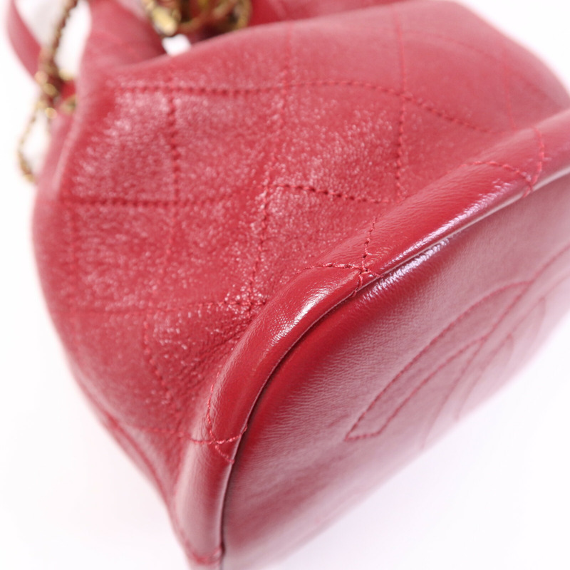 CHANEL 牛皮皮革Bucket Bag金扣鏈帶手挽肩背兩用袋-11