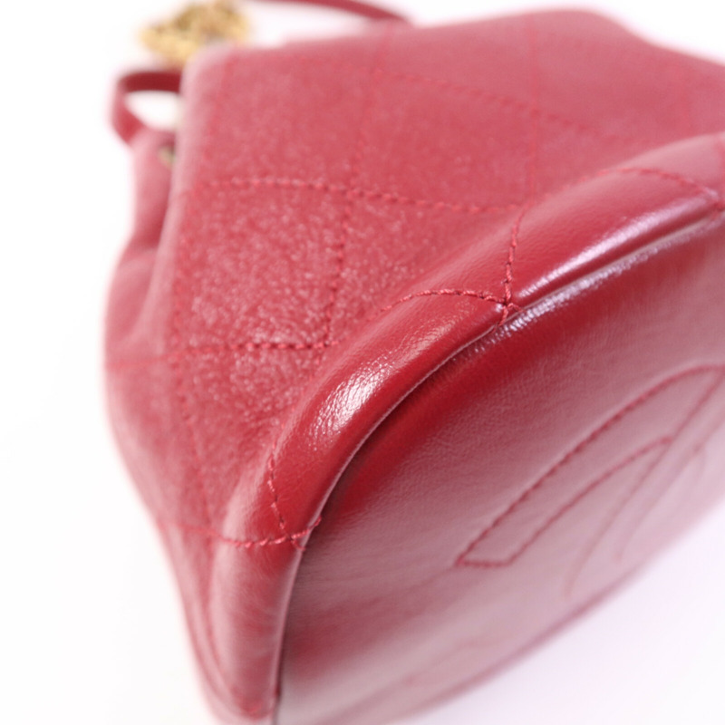 CHANEL 牛皮皮革Bucket Bag金扣鏈帶手挽肩背兩用袋-13