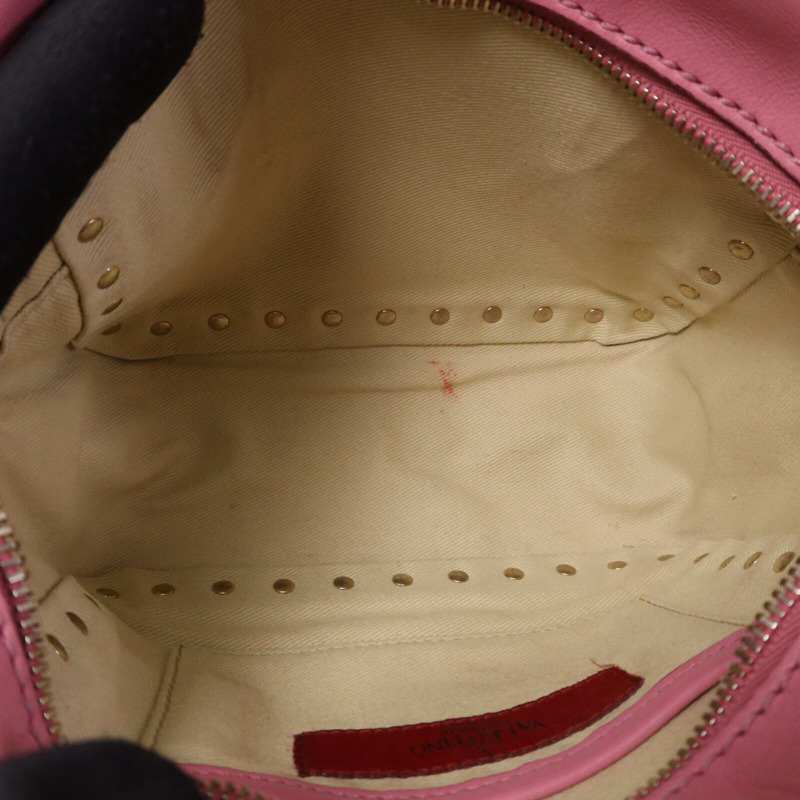 Valentino 牛皮皮革Rockstud 2Way Bag金扣鏈帶手挽肩背兩用袋-4