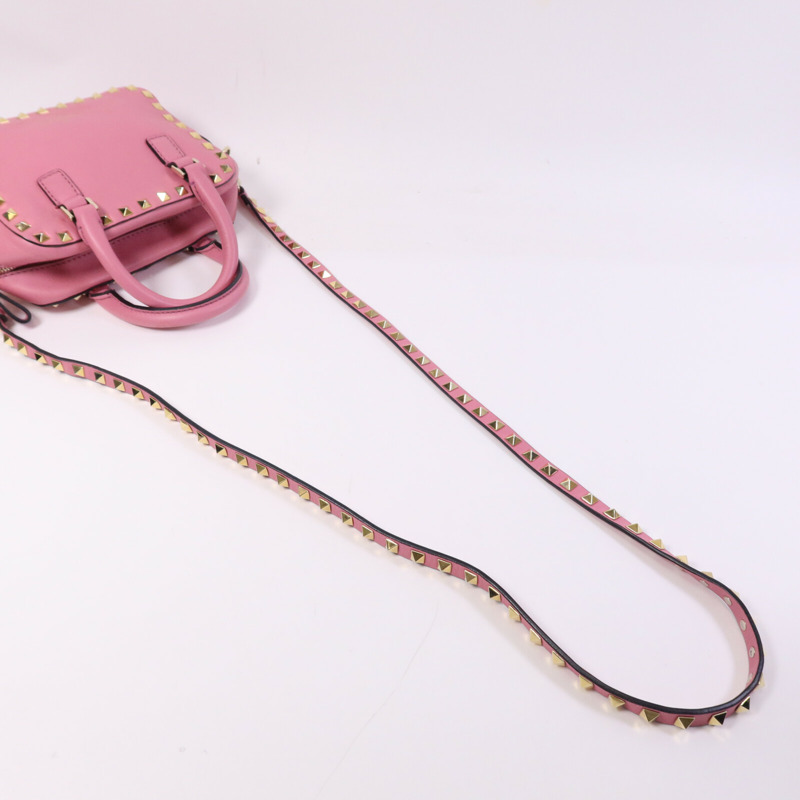 Valentino 牛皮皮革Rockstud 2Way Bag金扣鏈帶手挽肩背兩用袋-9