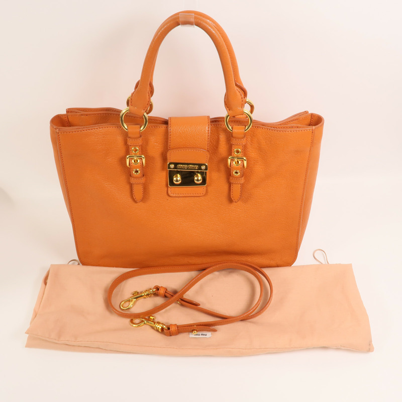 Miu Miu 牛皮皮革2 Way Shoulder金扣手挽肩背兩用袋-7